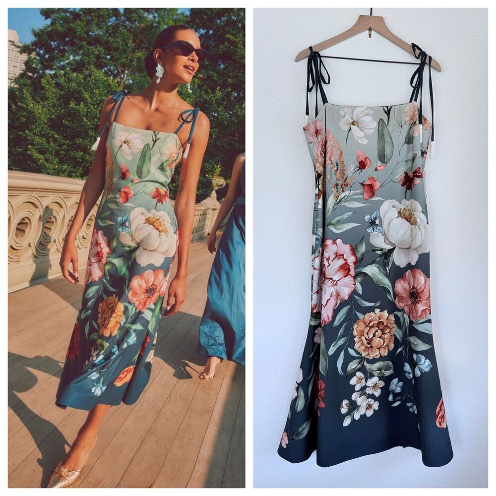 NEW RARE Mestiza New York Tropez Convertible Midi Dress in Navy Ombre Size 10